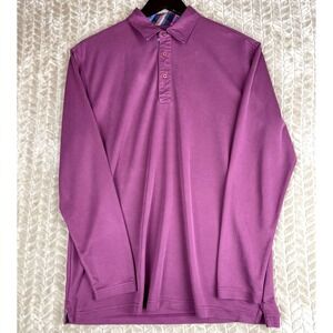 Bugatchi Uomo Shirt Men's Large Purple Long Sleeve Pull Over Stretch‎
